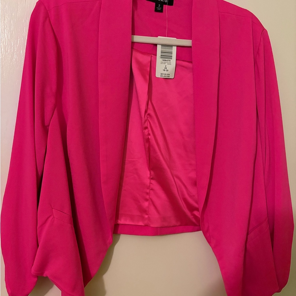 Torrid Hot Pink Crop Blazer